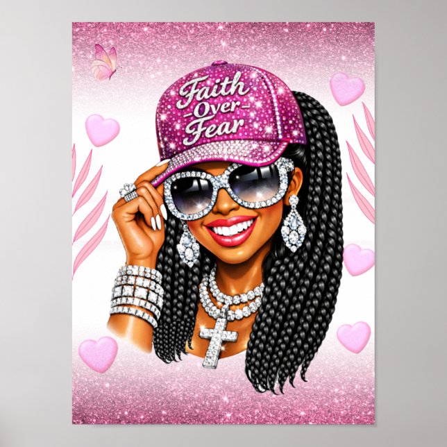 Pink Faith Over Fear Poster  (Frente)