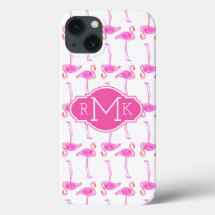Pink Flamingo Pattern Monograma