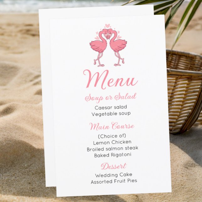 Pink Flamingo Tropical Beach Hawaiian Wedding Menu (Criador carregado)