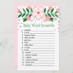Pink Floral Baby word scraps