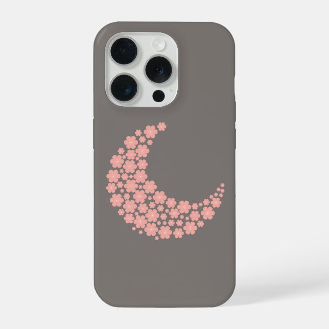 Pink Floral Crescent Moon on Dark Background – Rom (Verso)