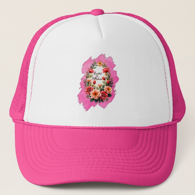 Pink Floral Easter Egg – Spring Art - boné (Frente)