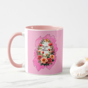 Pink Floral Easter Egg – Spring Art - caneca
