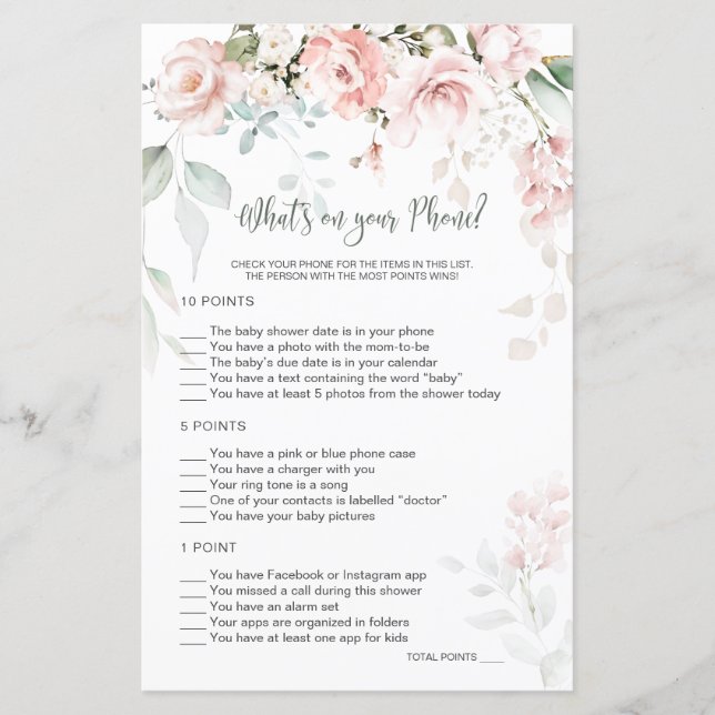 Pink Floral Foliage Baby O que há no seu jogo tele (Frente)