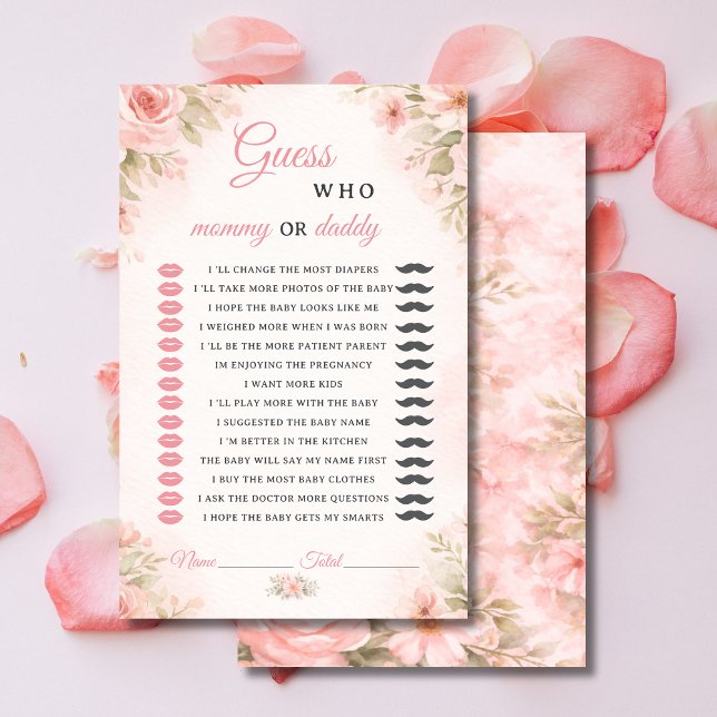 Pink Floral Mommy or Daddy Shower Game (Criador carregado)