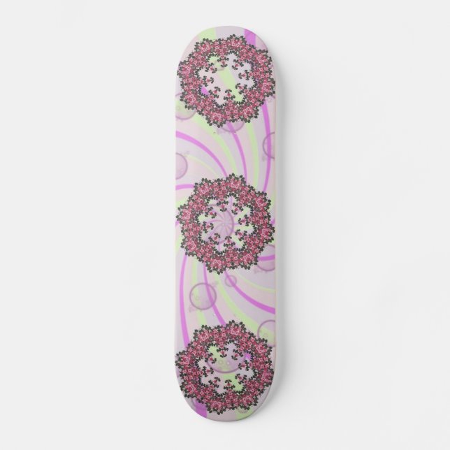 Pink Flowers Skateboard (Frente)