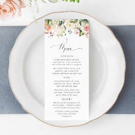 Pink Flowers, White Flowers, Boho, Baptism Menu