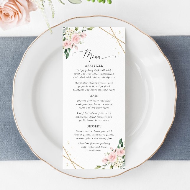 Pink Flowers, White Flowers, Boho, Wedding Menu (Criador carregado)