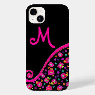 PINK FUCHSIA BLACK ABSTRATO DECO MONOGRAMA
