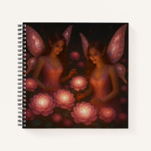 Pink Garden Fairies Hardcover Spiral Notebook