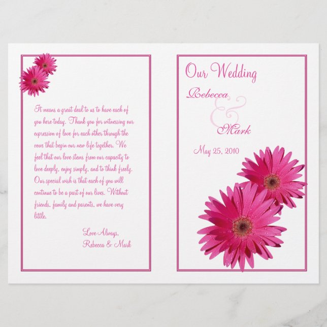 Pink Gerbera Daisy Flower Wedment (Frente)