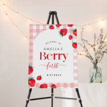 Pink Gingham Berry Primeiro Aniversário Garota Mor