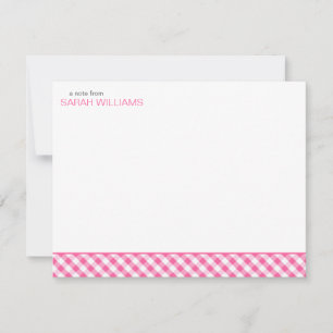 Pink Gingham Patterno Flat Obrigado Notas
