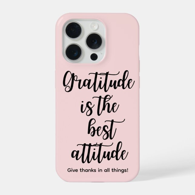 Pink Girly Gratitude iPhone 15 Phone Case (Verso)