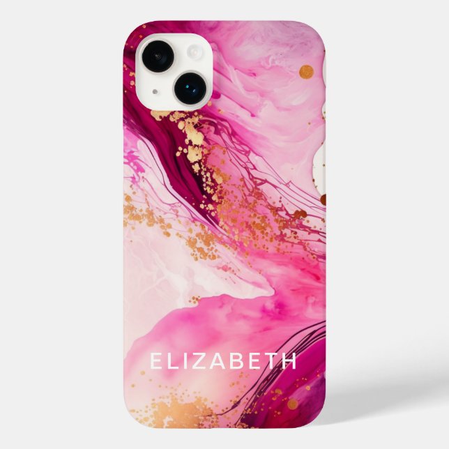 pink gold marble glitter personalized name  (Verso)