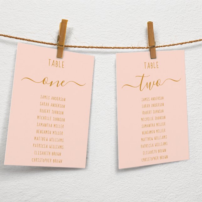 Pink Gold Script Modern Simple Seating Chart Card  (Criador carregado)