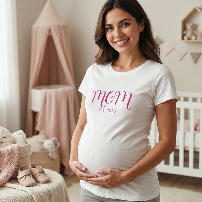 Pink Graceful Script Established Mom T-Shirt (Criador carregado)