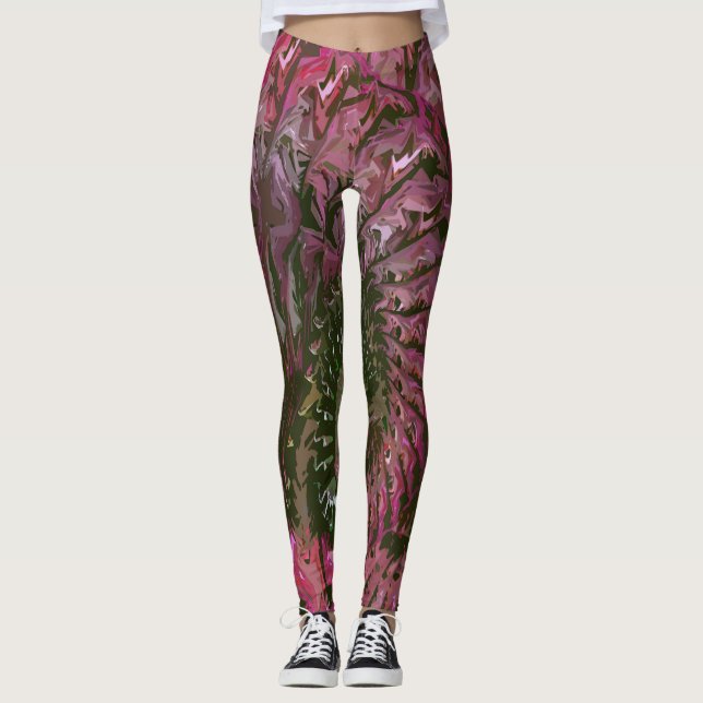 Pink Green Lt Fractal Art Leggings (Frente)