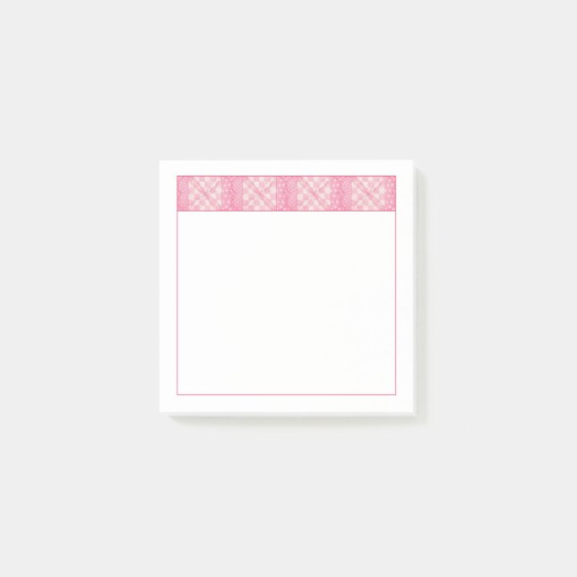 PINK HEART QUILT 3x3 Poste o Bloco de notas (Frente)