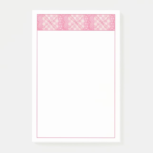 PINK HEART QUILT 4x6 Poste o Bloco de notas (Frente)
