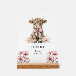 Pink Highland Cow Birthday - Sinal