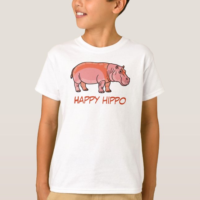 Pink Hippo Kids T-Shirt – Cute and Playful Animal  (Frente)