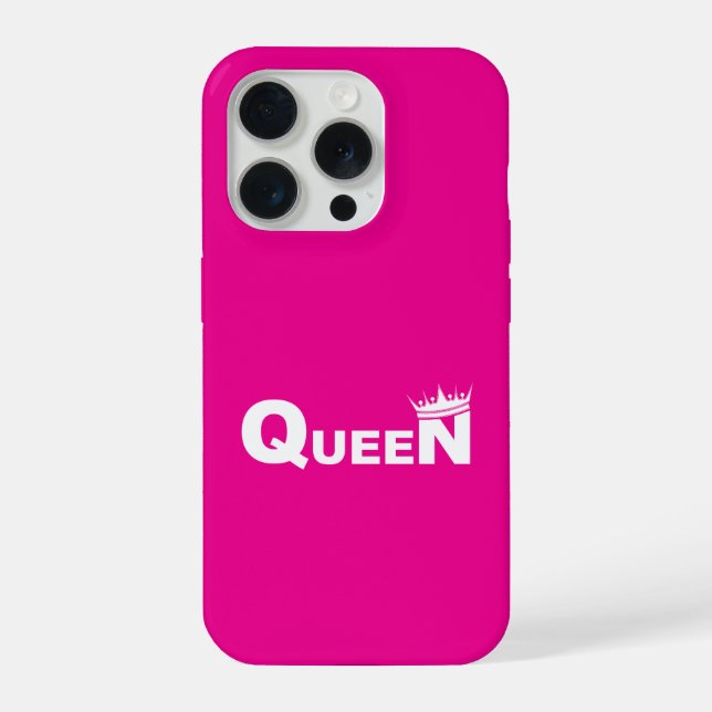 Pink iPhone case with 'Queen' (Verso)