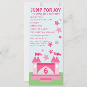 Pink Jump for Joy Bunt House Convite de Aniversár