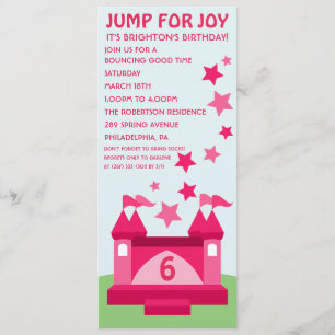 Pink Jump for Joy Bunt House Convite de Aniversár