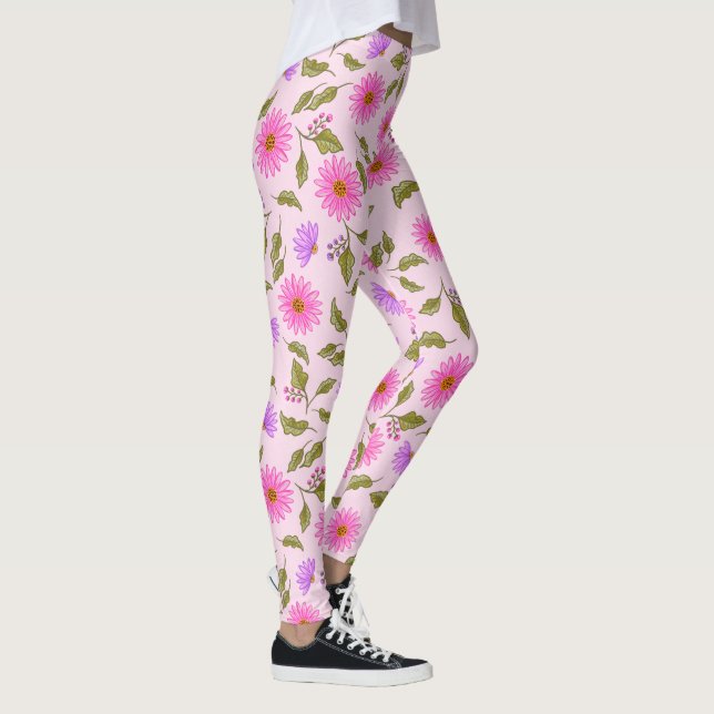 Pink Lavender Lacy Daisy Leggings (Direita)