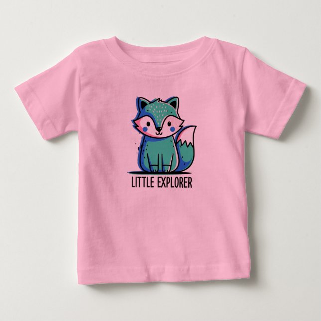 Pink Little Explorer Baby T-Shirt - Cute  (Frente)