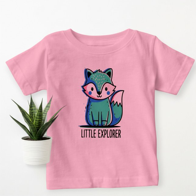 Pink Little Explorer Baby T-Shirt - Cute  (Criador carregado)