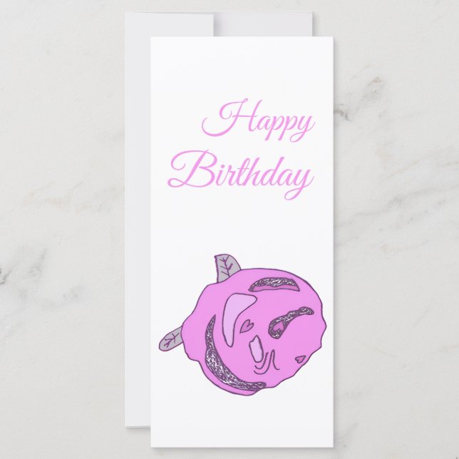 Pink Love Rose Happy Birthday Flat Card (Frente)