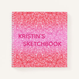 Pink Ombre Glitter Monograma Sketchbook