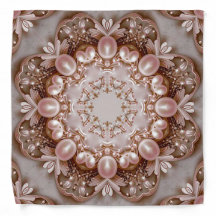 Pink Ornate Pearl and Floral Bandana