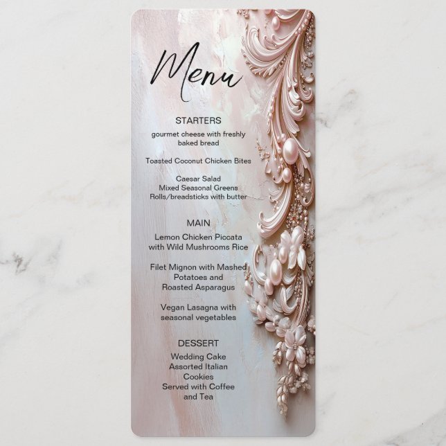 Pink Ornate Pearl and Floral Menu (Frente)