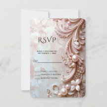 Pink Ornate Pearl and Floral RSVP Card
