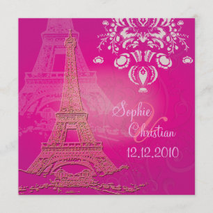 Pink Paris Eiffel + espirros Convites de Casamento