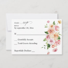 Pink & Peach Floral & Greenery no Meal RSVP