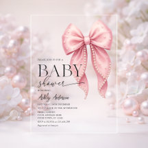 Pink Pearl Bow Girl Baby Shower