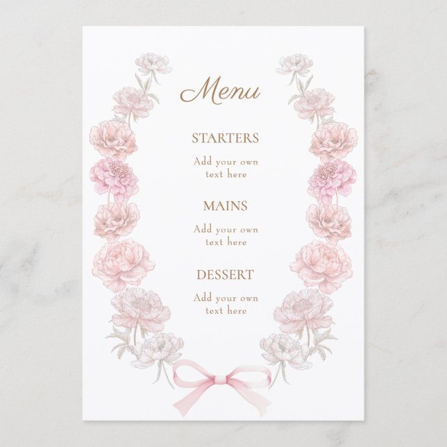 pink peonies Menu (Frente)