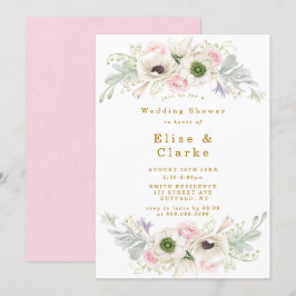 Pink Peony Anemone Flower Dourado Chá de casamento