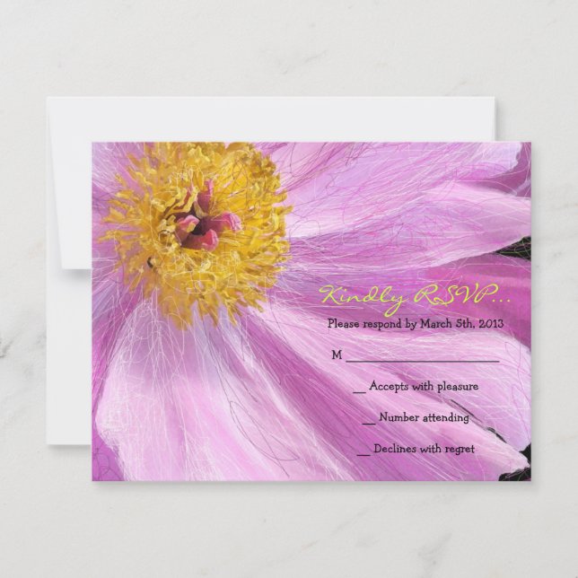 PINK PEONY Bat Mitzvah Convite RSVP Resposta (Frente)
