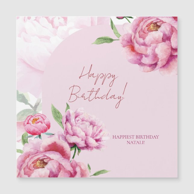 Pink Peony Birthday Folded Greeting Card (Frente)