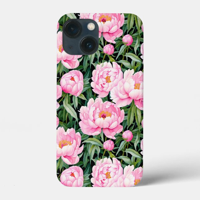 Pink Peony Blossoms em um Fundo de Folha (Verso)