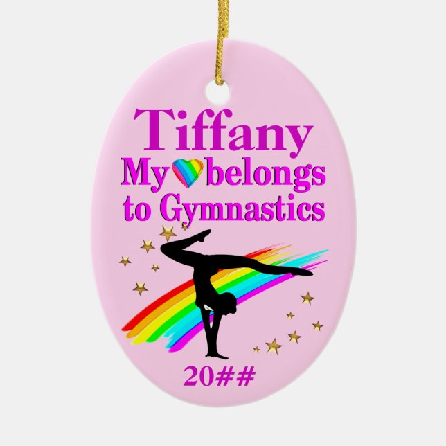 PINK PERSONALIZADO E DATADO ORNAMENTO GYMNAST (Frente)