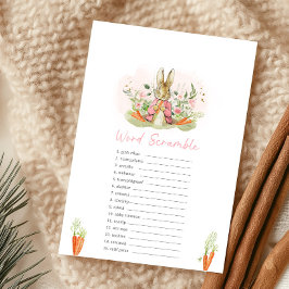 Pink Peter Rabbit Baby Shower Word Scramble Game