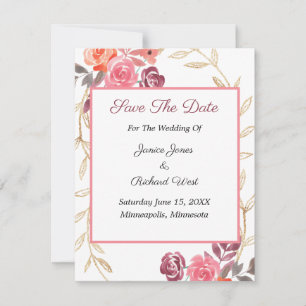 Pink Pink Dourado Floral Wreath Personalizado Salv