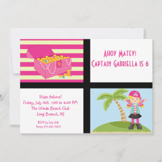Pink Pirate Garota Praça Convite de Aniversário