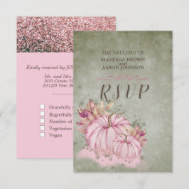 PINK Pumpkin Fall Harvest - Cartão RSVP de Casamen